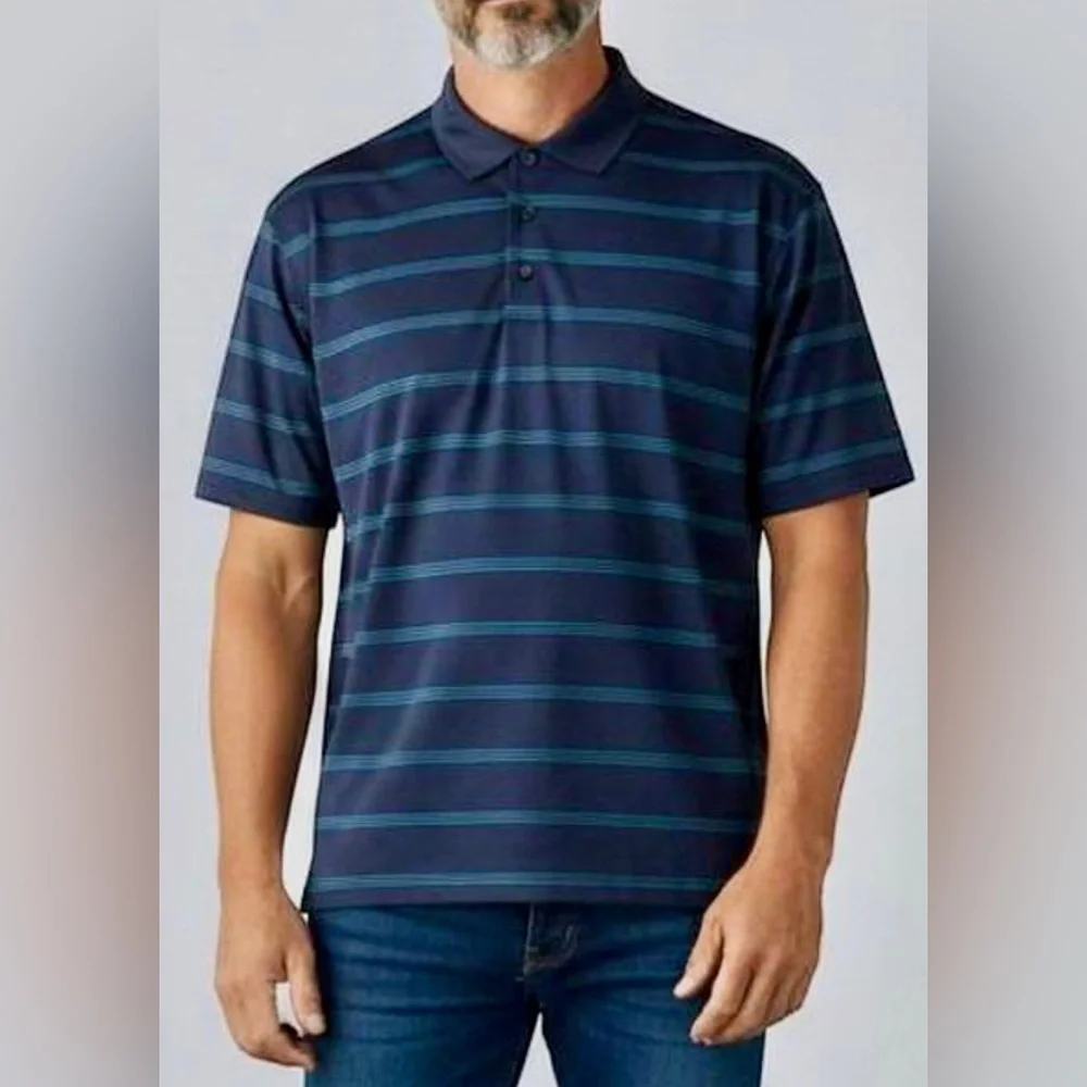 Ben Hogan Navy striped performance Golf Polo Shirt Men’s XL New